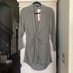 NWT FORE light olive green tunic shirt dress